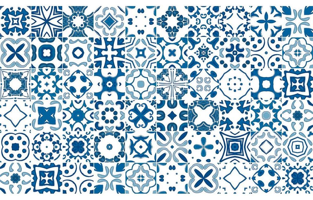 Selbstklebende Fliesenaufkleber für Küche und Bad – 60 Fliesenaufkleber im Azulejos-Ursulia-Stil – 15 x 15 cm