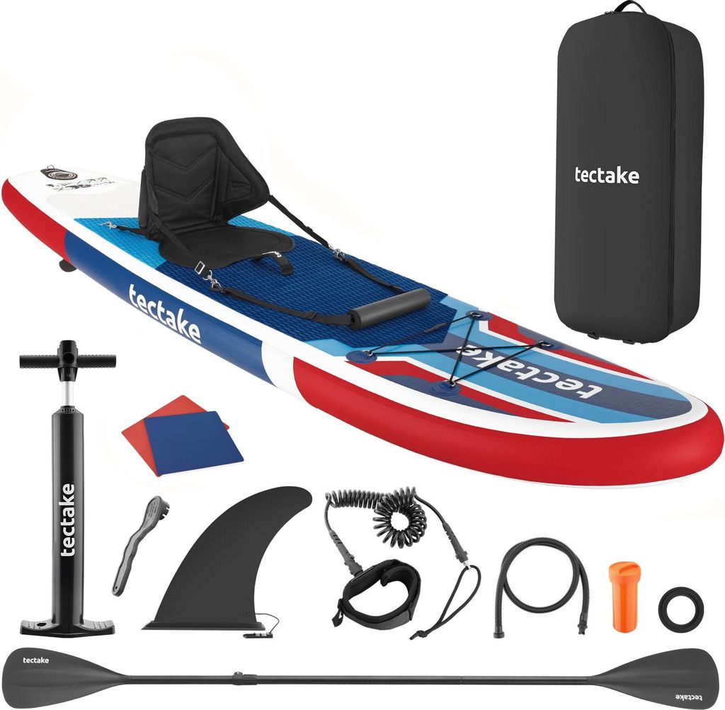 tectake Stand-Up Paddle Board 2in1, aus Drop-Stitch Material 288 x 77 x 22,5 cm