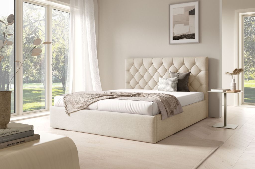 Doppelbett mit Lattenrost 180x200 TAISA 4 - Creme