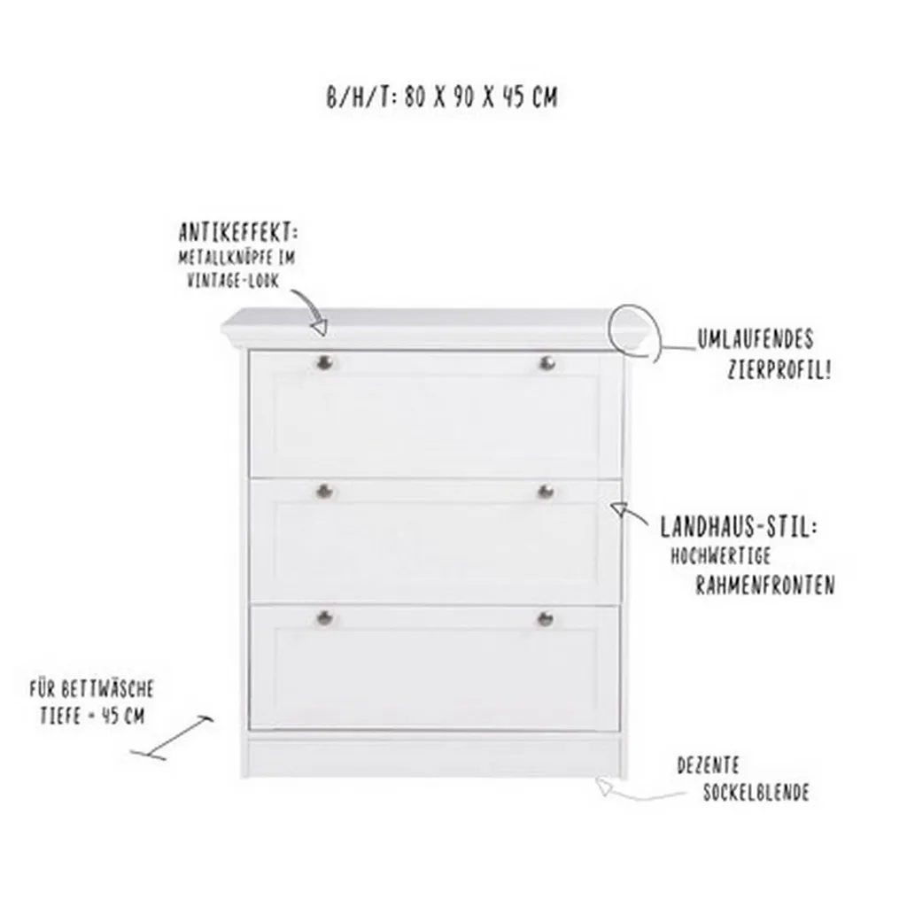 Commode blanche Intertrade S 001597 - Rangement bois robuste et épuré
