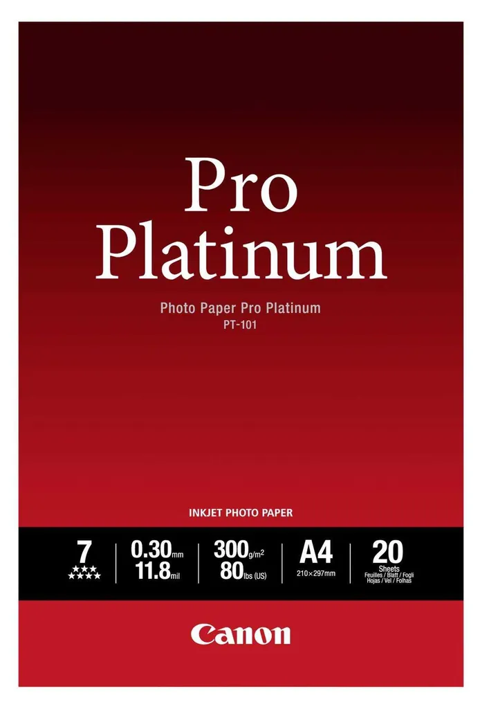Carta Foto Canon A4 Pro Platinum PT-101 - 20 Fogli Lucidi 300g