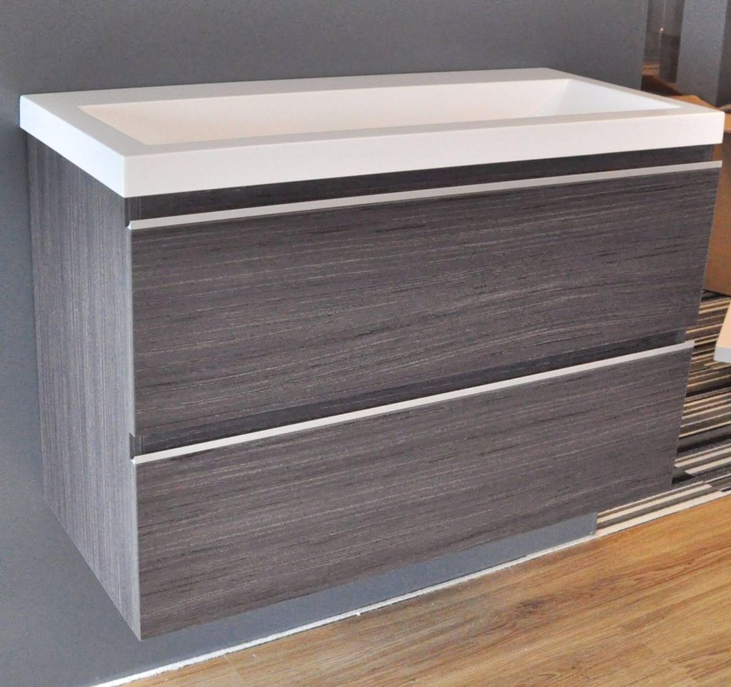 Saqu Pure Waschbeckenunterschrank 80x36 cm Vormontiert - Nature Grey -