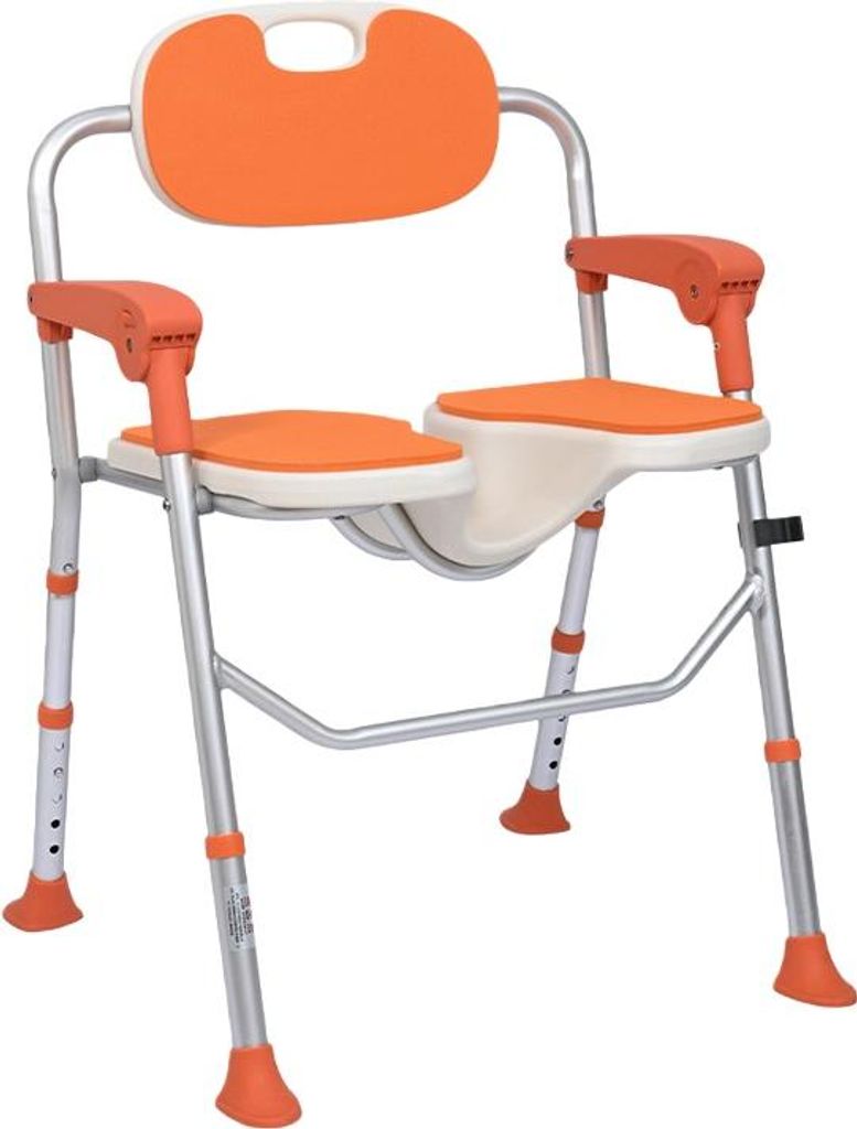 Zimilo Duschstuhl aus Aluminium, höhenverstellbar, rutschfest, ohne Bohren, stabil und langlebig, Klappbar, Rutschfest, Orange