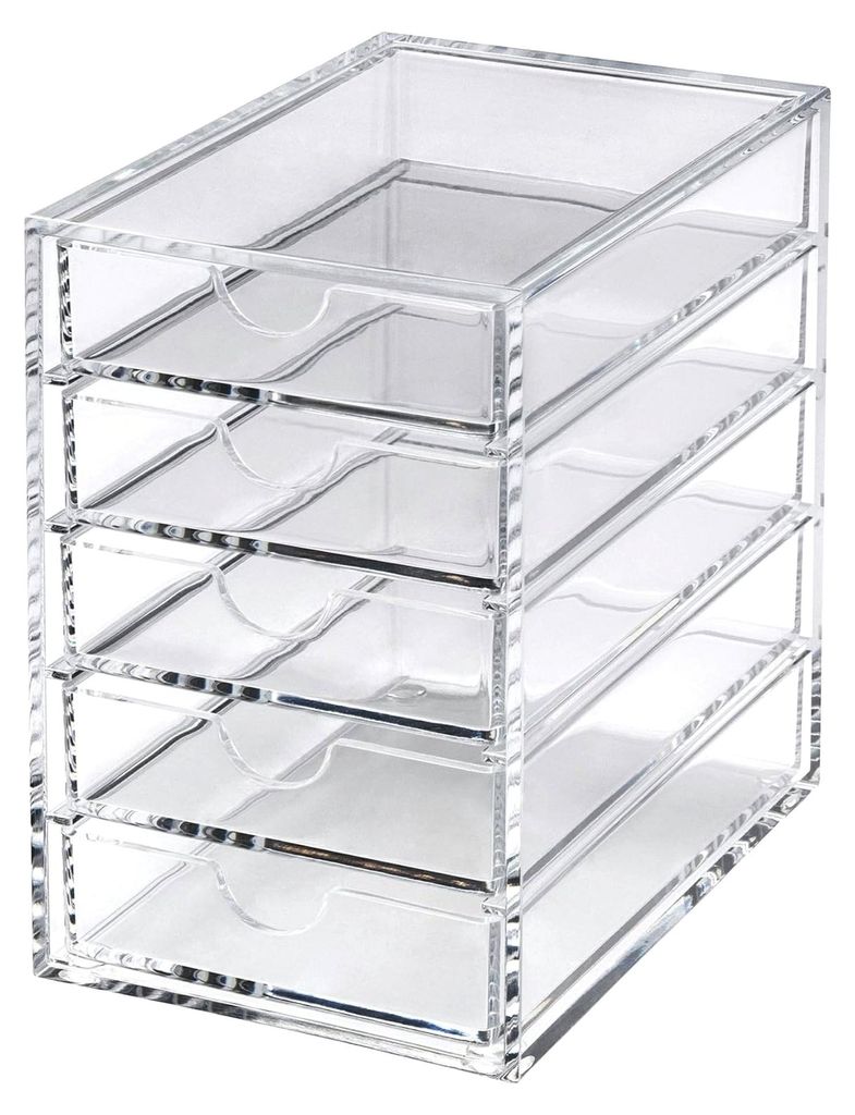 Hohes Magazin mit 5 Schubladen aus klarem Acryl
