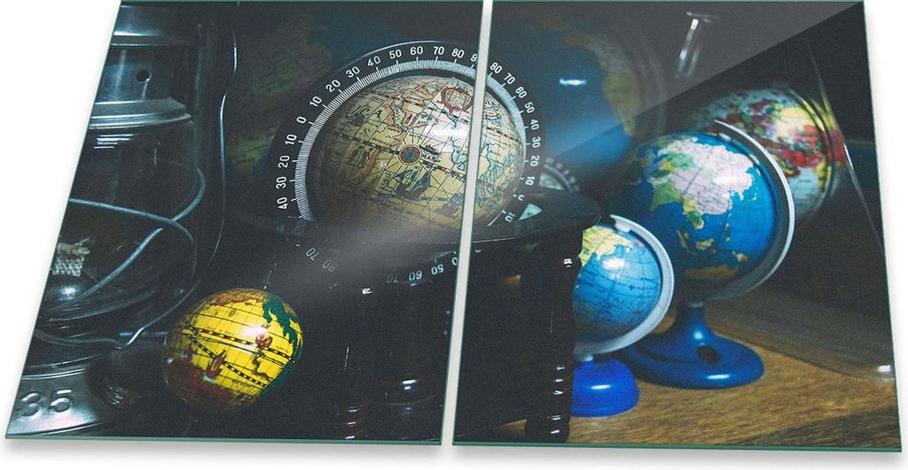 Herdabdeckplatte Glaskeramik 2-Teilig 2x40x52 Retro Grau Abdeckung Spritzschutz Glas