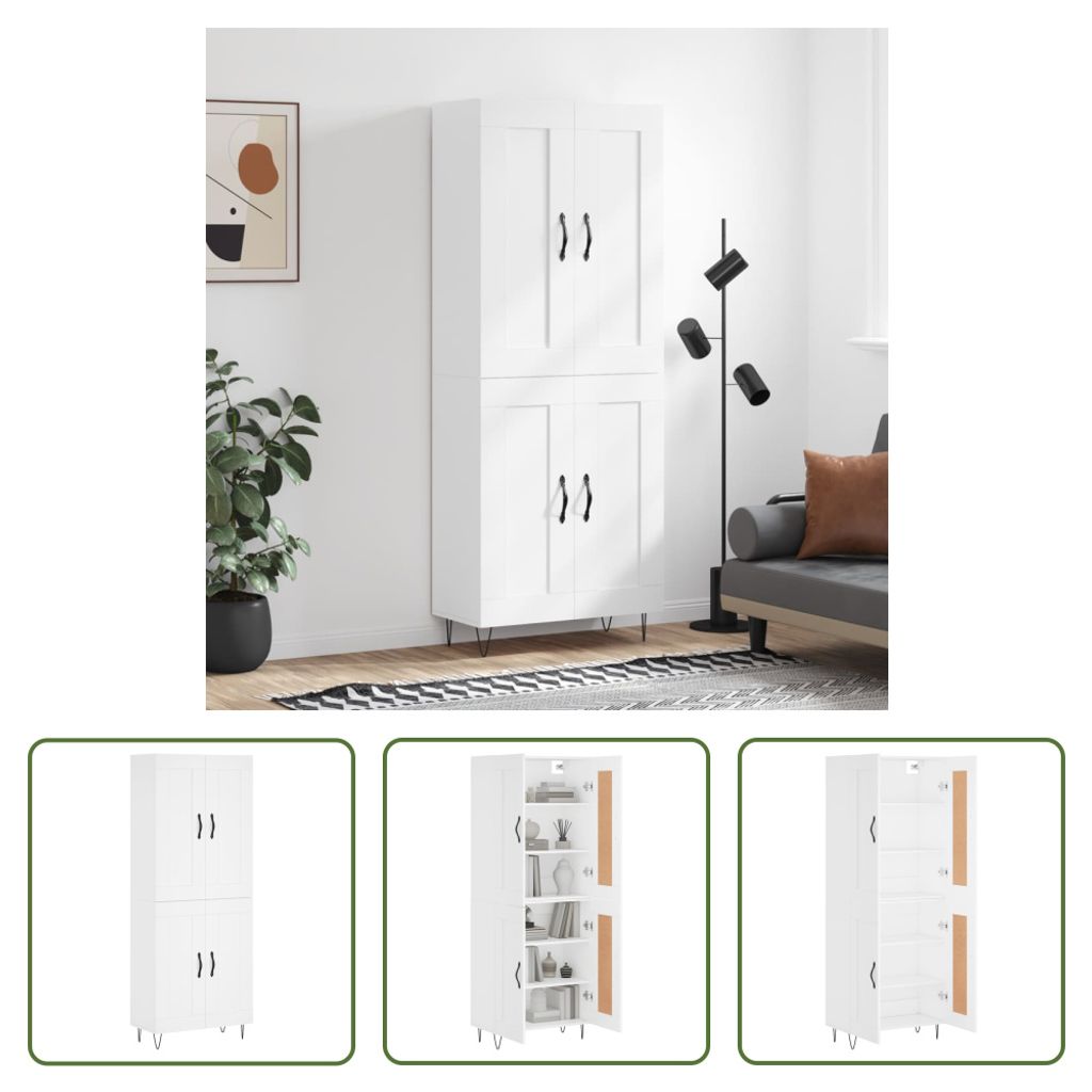 The Living Store Highboard Weiß 69,5x34x180 cm Holzwerkstoff
