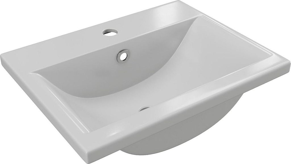 Halbeinbauwaschbecken rechteckig - Keramik - 51,5 cm - Weiß Produktbild 