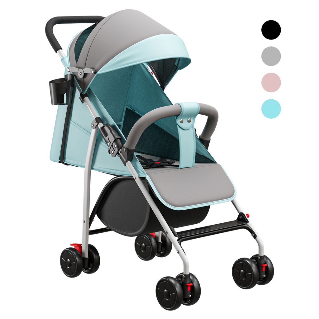 Kinderwagen kinderbuggy klappbar Sportwagen Inkl. Sonnen- und Regenverdeck Hellblau