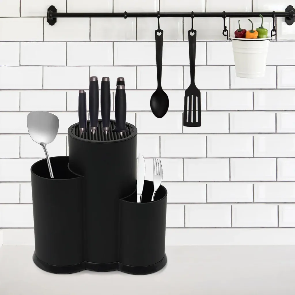 Ceppo Coltelli Vuoto 3 in 1 Nero | L'Essenziale per il Vero Cuoco - 5