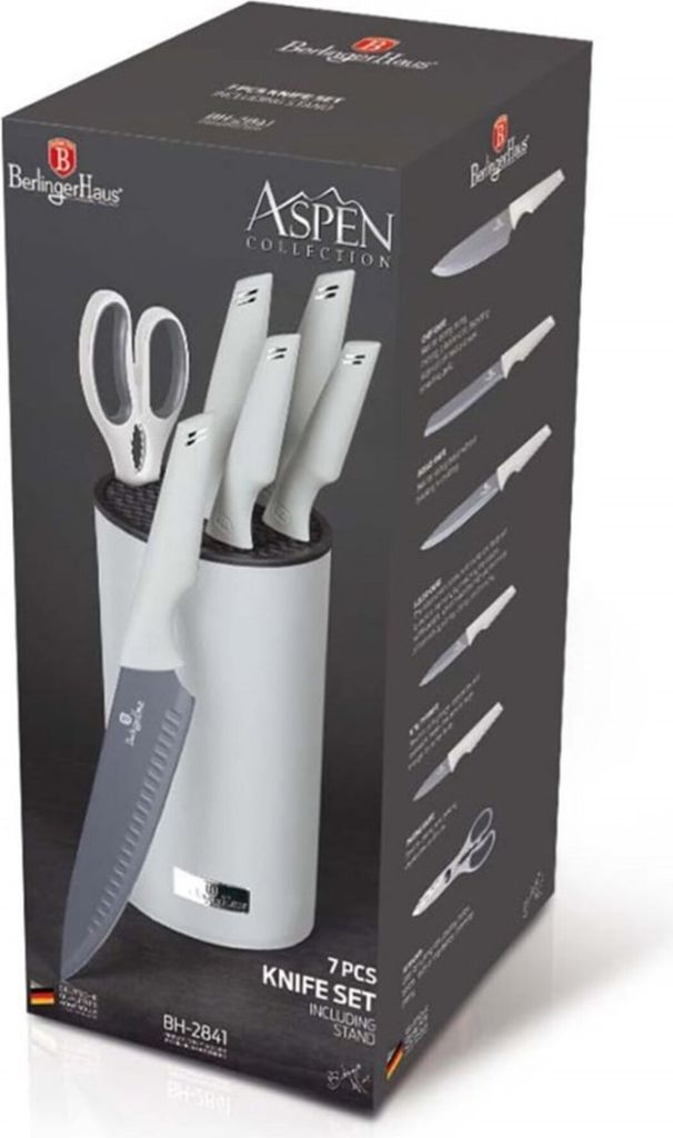 Berlinger Haus 10-teiliges Messerset – Rostfreier Stahl, Bambus-Ständer, Matte Farbe