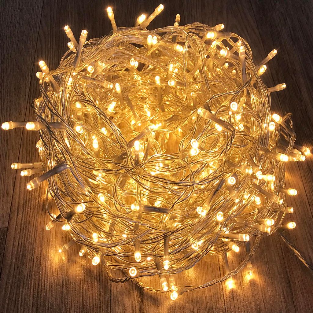 LED Lichterkette Innen und Außen warmweiß Kabel transparent verschiedene Größen