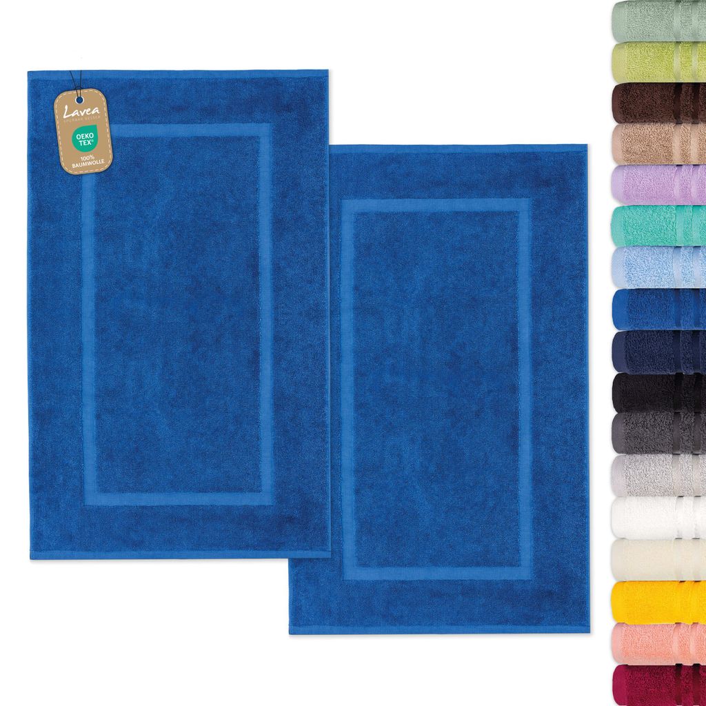 Lavea® 2er Set Badematte 50x80 cm, Badezimmerteppich 100% Produktbild 
