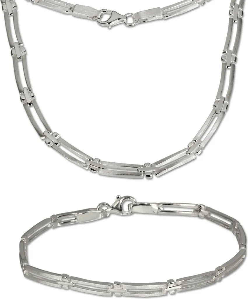 Cadeau Bijoux Femme : Collier et Bracelet Argent Mat SilberDream Trendy