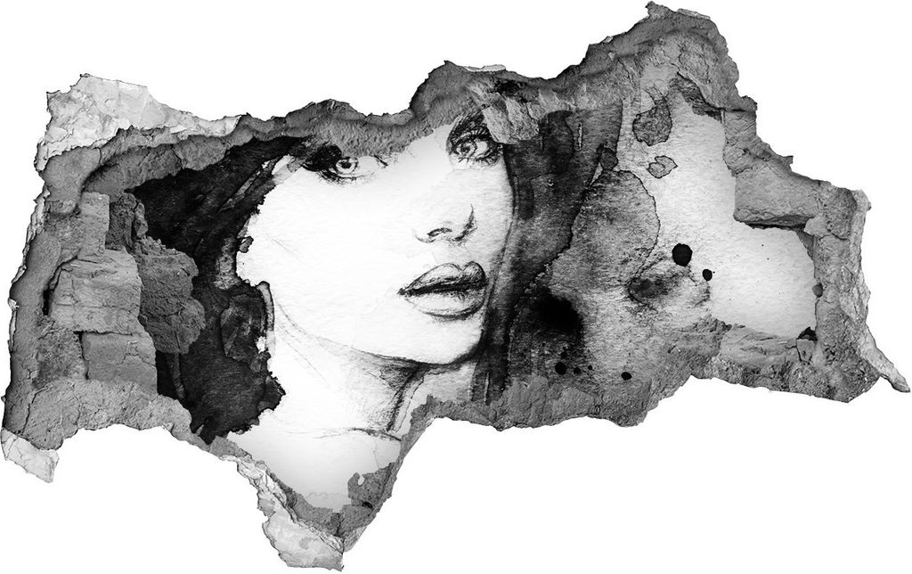 Selbstklebender Loch-3D-Aufkleber 95x73 cm Porträt einer Frau