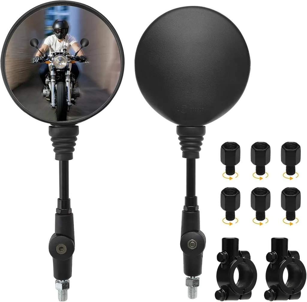 Kit rétroviseurs pour cruiser et moto custom avec supports de guidon 22mm