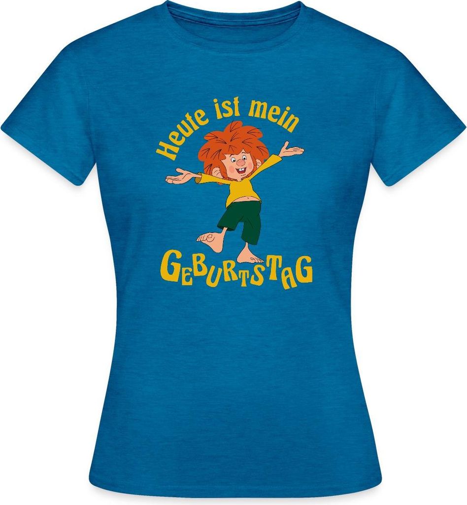 Spreadshirt Pumuckl Mit Spruch Heute ist Mein Geburtstag Frauen T-Shirt, XXL, Antikblaues Saphir meliert