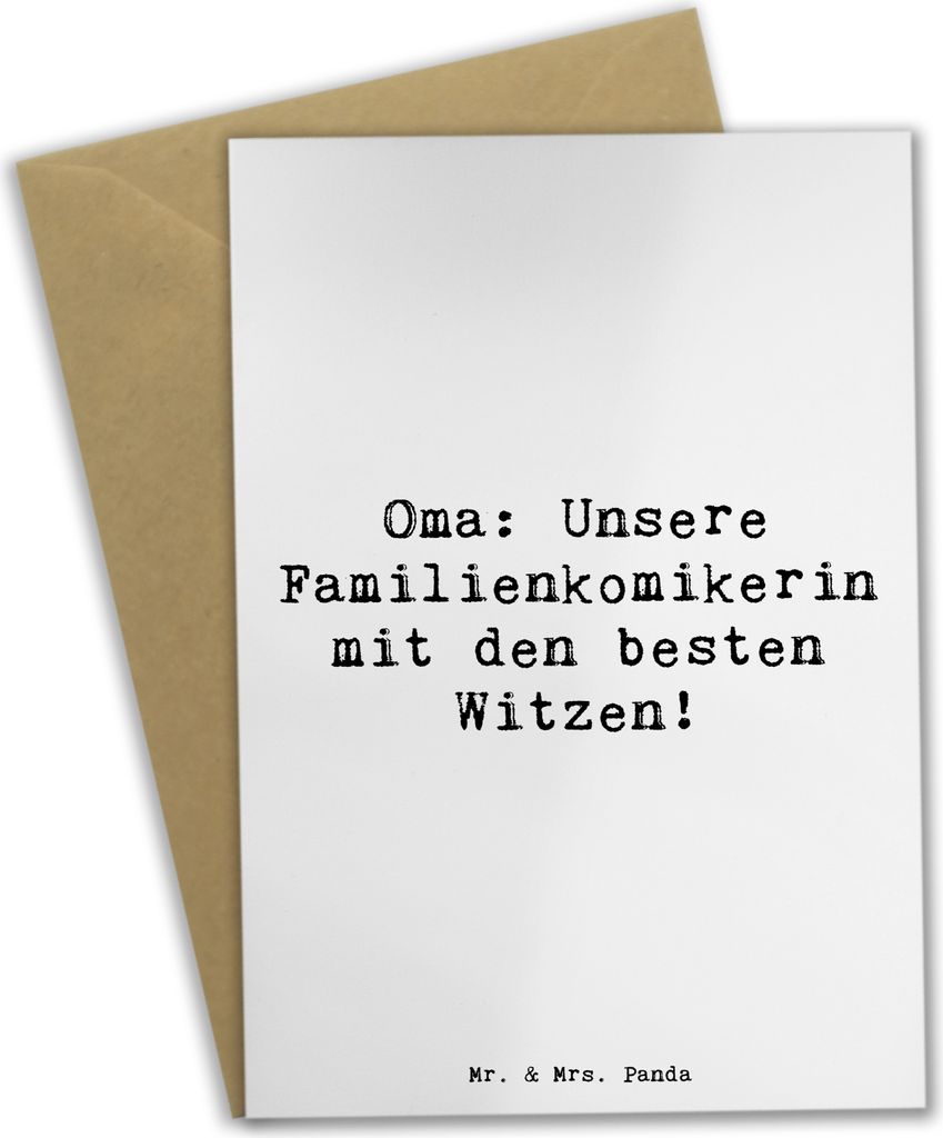 Mr. & Mrs. Panda Grußkarte Spruch Oma Familienkomikerin - Weiß - Geschenk, Liebe, Kuchen, Großmutter, Freude, Witze, einladungskarten, Omi, hoch...
