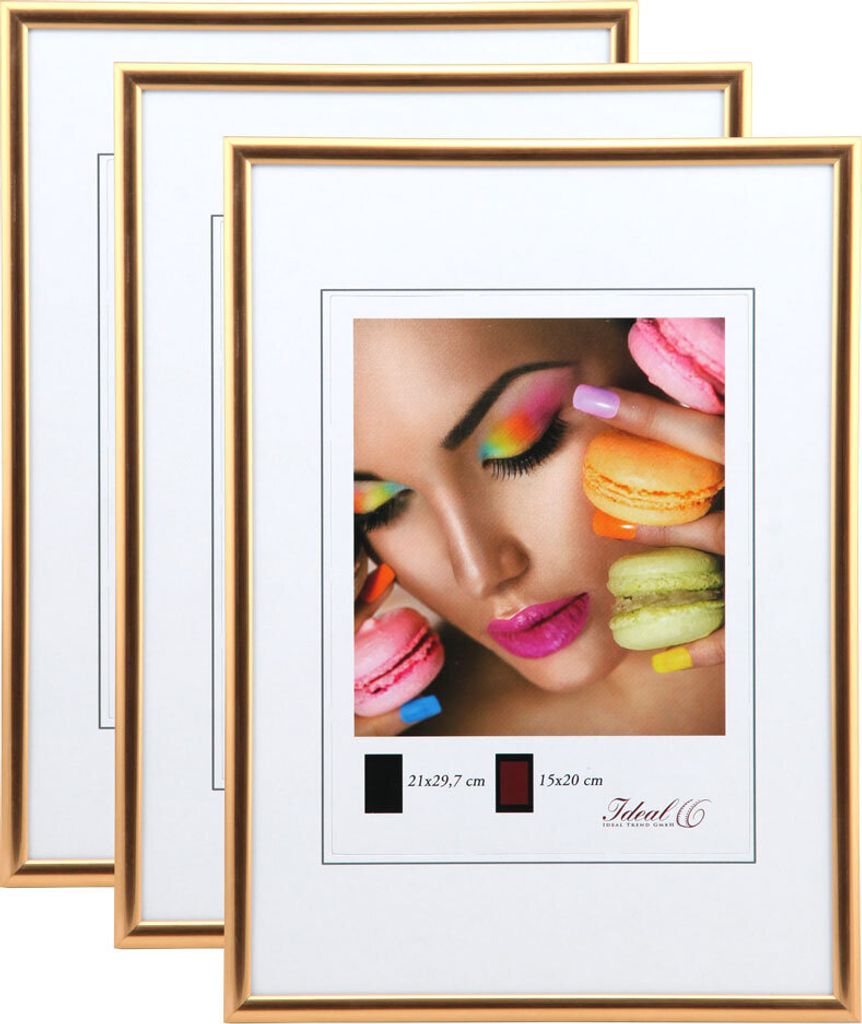 New Lifestyle Set Bilderrahmen Wanddeko Collage Poster Rahmen 2er 3er 5er Pack - Farbe: 3er Pack Kupfer | Format: 50x70