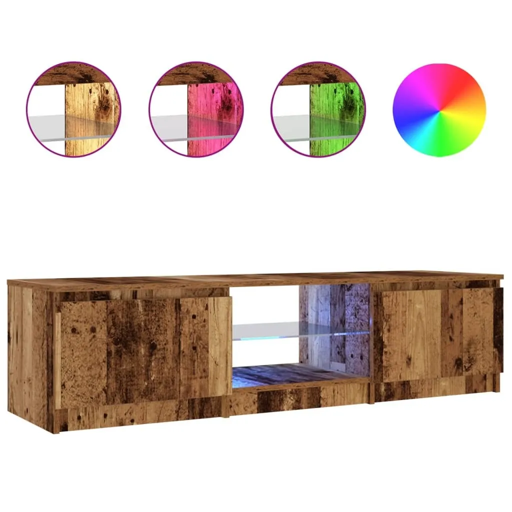Elegante Mobile TV SYFAX 140cm Legno Antico con Luci LED Ambientali