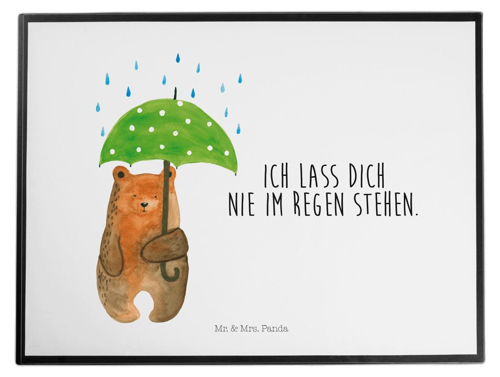 Mr. & Mrs. Panda Schreibunterlage Bär Regenschirm - Weiß - Geschenk, Liebe, Partner, schreibtischunterlage, Pärchen, bastelunterlagen, schreibti...