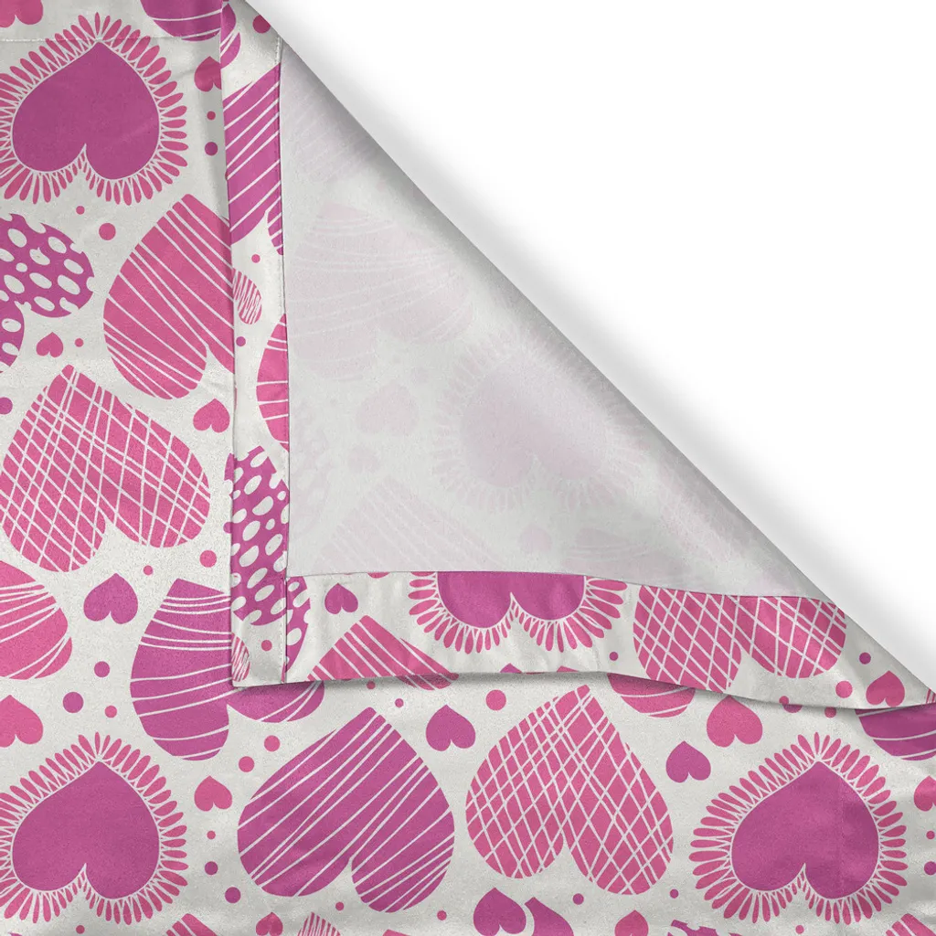 Rideau design cœurs roses et blancs à œillets, textile haute qualité 280cm