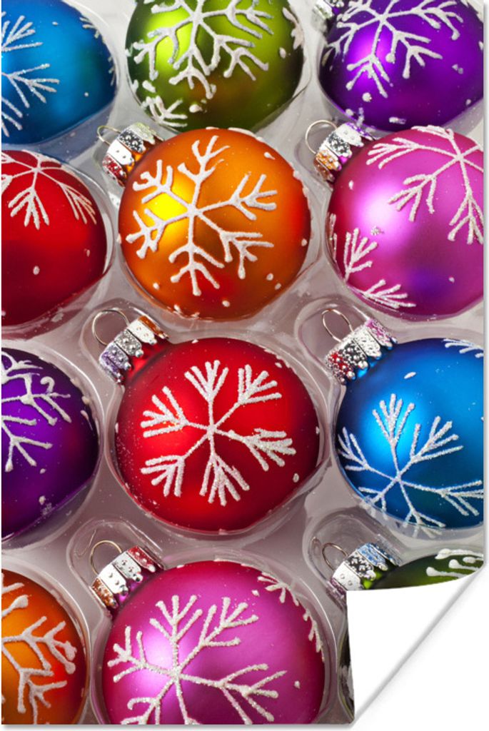 MuchoWow Poster Eine Schachtel mit Weihnachtsschmuck 40x60 cm - Plakate für die Wand - Poster Babyzimmer