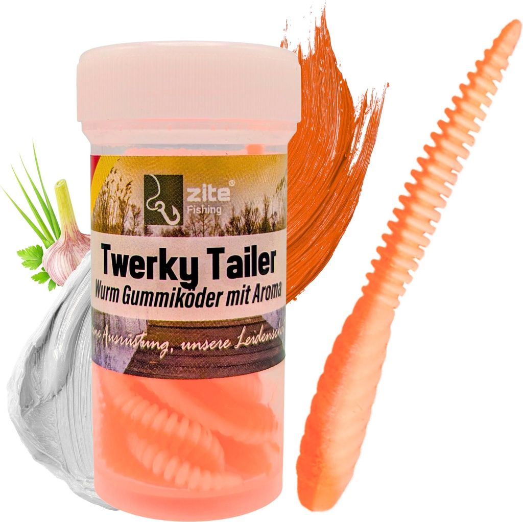 Zite Fishing Twerky Tailer Sweet Orange Knoblauch 7 cm 8 Stück
