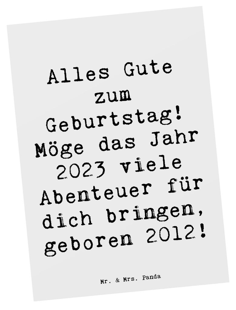 Mr. & Mrs. Panda Postkarte Spruch 2012 Geburtstag - Weiß - Geschenk, Ansichtskarte, Kunstkarten, herzlicher Wunsch, Geburtsjahr, liebevolle Botsch...