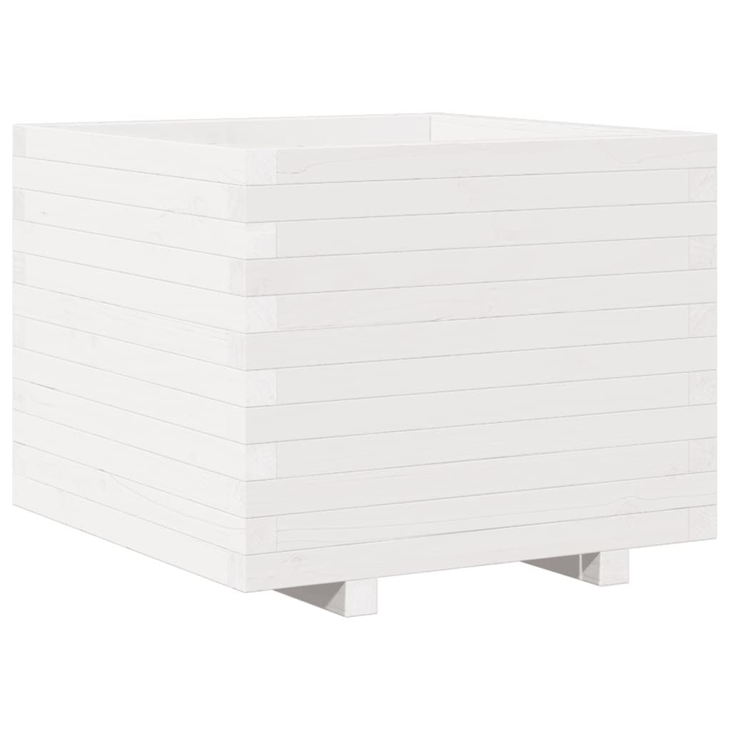 vidaXL Pflanzkübel Weiß 60x60x49,5 cm Massivholz Kiefer