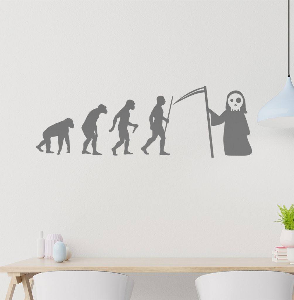Sensenmann Tod Evolution Wandtattoo Wandaufkleber Wall Sticker - Dekoration, Küche, Wohnzimmer, Schlafzimmer, Badezimmer