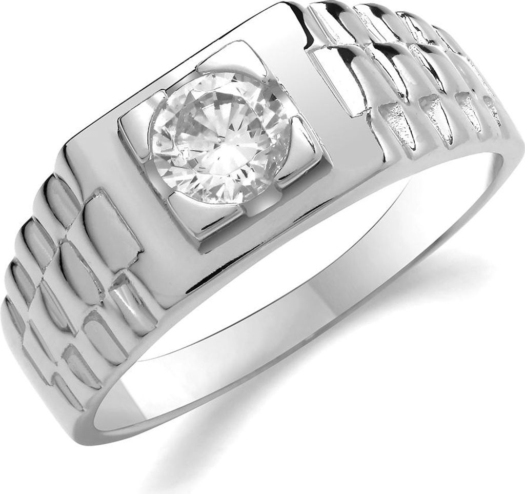 Edler 925 Sterling Silber Herren - Ring mit Zirkonia, 60 (19.1); TRS36410RSS