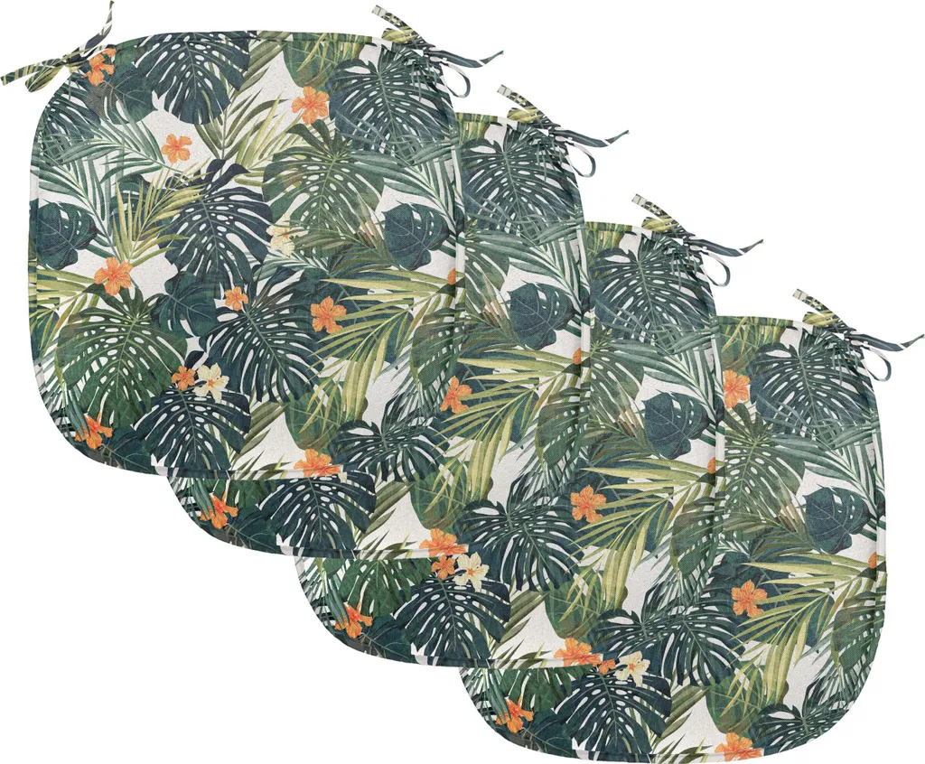 ABAKUHAUS Set 4 Cuscini Sedie 40x40 Impermeabili Flora Tropicale
