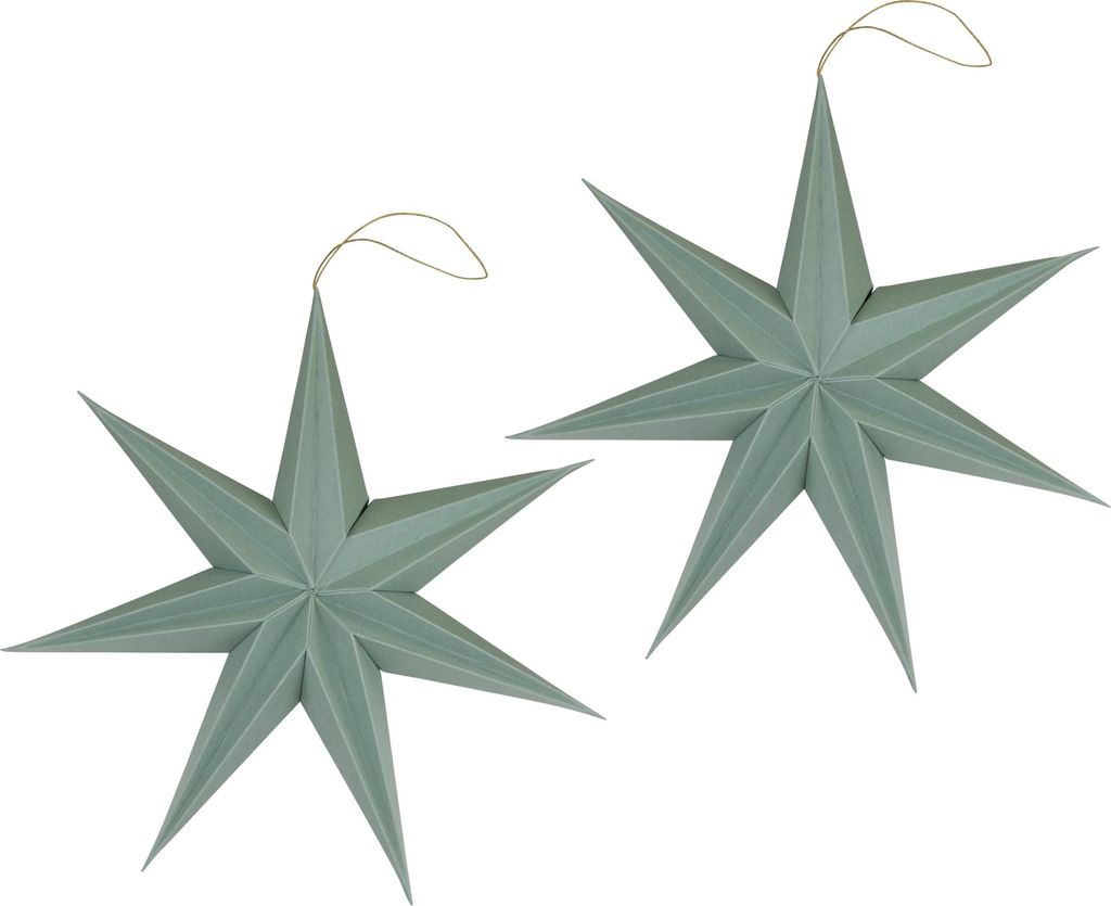 Weihnachtsdeko Sterne zum Aufhängen Salbeigrün 2er Set
