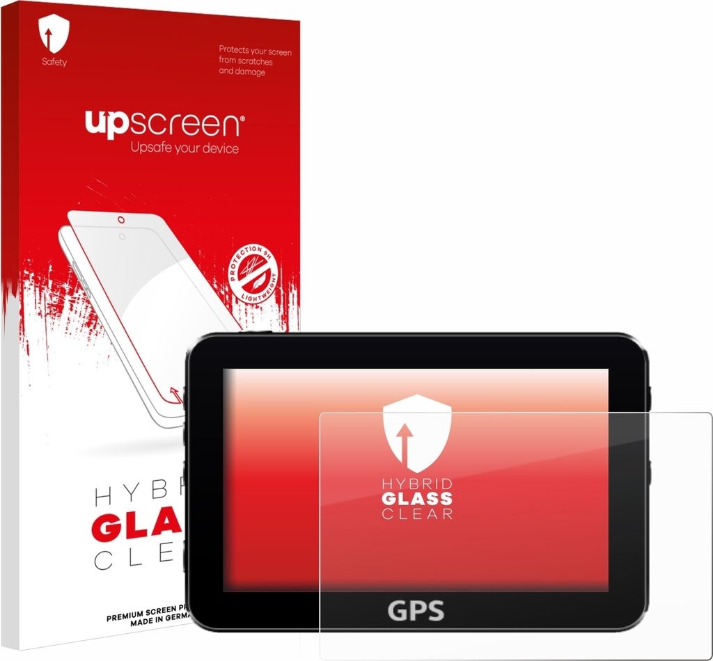 upscreen Schutzglas für Navigation mit 17.8 cm (7 Zoll) Displays 154.8 x 87 mm Schutzfolie Panzer Folie Glas Display Schutz klar