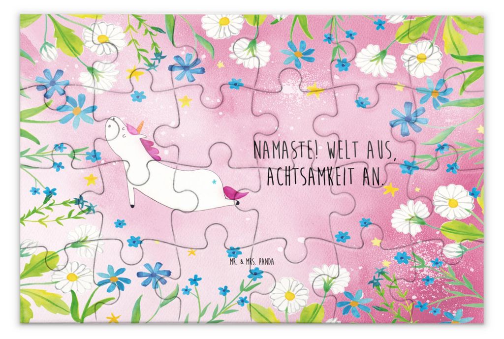 Mr. & Mrs. Panda Puzzle Einhorn Yoga 24 Teile - Rot Pastell - Geschenk, Einhörner, 2000, Unicorn, Yogamatte, 1500, Süß, 500, Lustig, 1000, 300