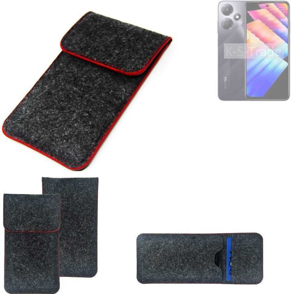 K-S-Trade Handy Schutz Hülle kompatibel mit Infinix Hot 30 Play Schutzhülle Handyhülle Filztasche Pouch Tasche Case Sleeve Filzhülle dunkelgrau