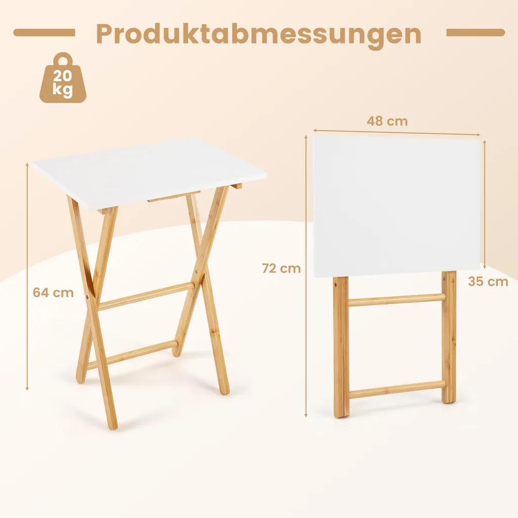 Table d'Appoint Pliable pour Petits Espaces Lot de 2 en Bambou Robuste