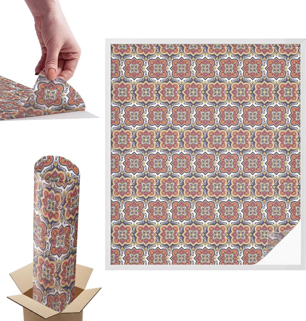 Buntglasfolie für Fenster – 116x100 cm – Stained-Glass-Fensterfolie, dekorativ & blickdicht – Selbstklebende Glasdekorfolie im Buntglas-Desi...