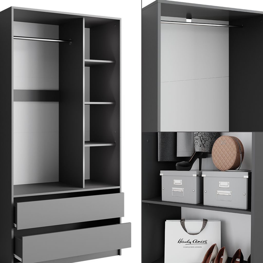 Vicco Kleiderschrank Elmo, 100 x 200 cm 2er Set, Anthrazit Produktbild 6