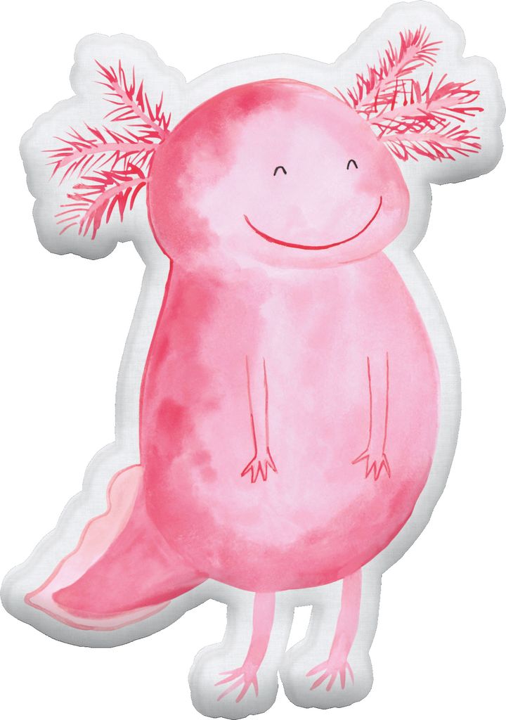 Mr. & Mrs. Panda Zierkissen Axolotl Glücklich 35 cm - Weiß - Geschenk, Kuschelkissen, Plüschtier, Kuscheltier, Dekokissen, Schwanzlurch, Lurch, ...