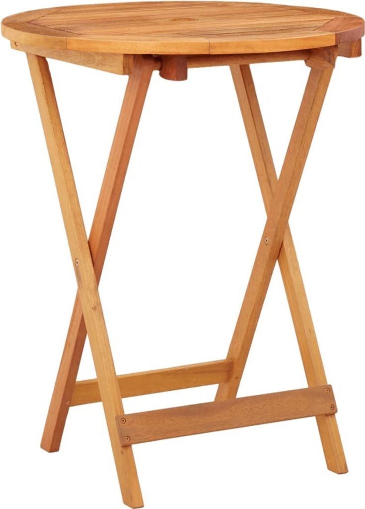 The Living Store Klappbarer Gartentisch Ø60x75 cm Massivholz Eukalyptus