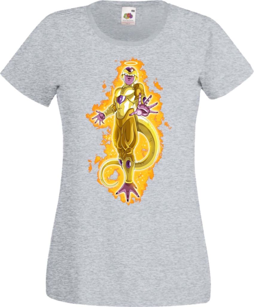 Damen T-Shirt Anime Manga Dragon Anime Manga Ball Z 08 Golden Freezer, Lady S / Grau
