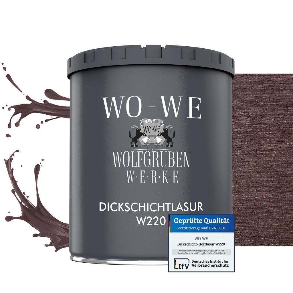 Dickschichtlasur 2in1 Holzlasur Holzschutzlasur außen und innen W220 Palisander - 750ml