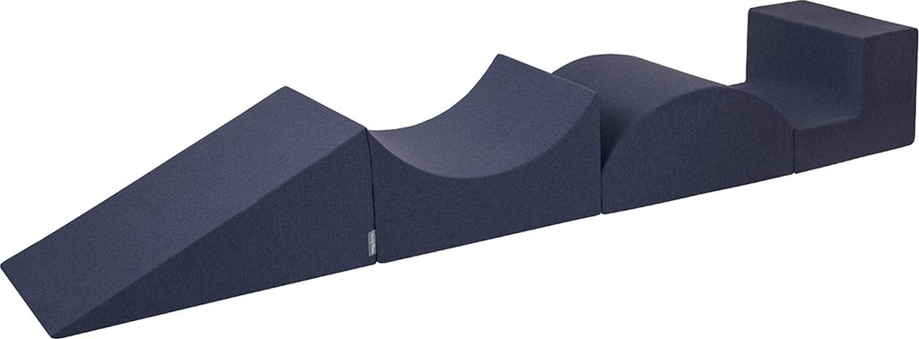KiddyMoon Kinderspielplatz aus Schaumstoff 4 Elemente - Hindernisläufen Rampe Kopfteil Softbausteine Für baby zimmer Indoor spielplatz - Dunkelblau