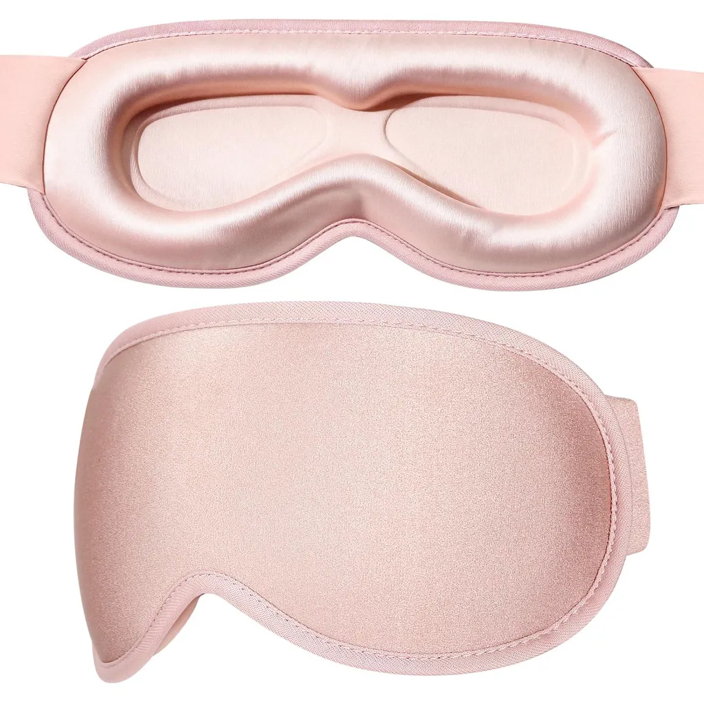 Masque de nuit ergonomique 3D occultant en tissu respirant rose doux