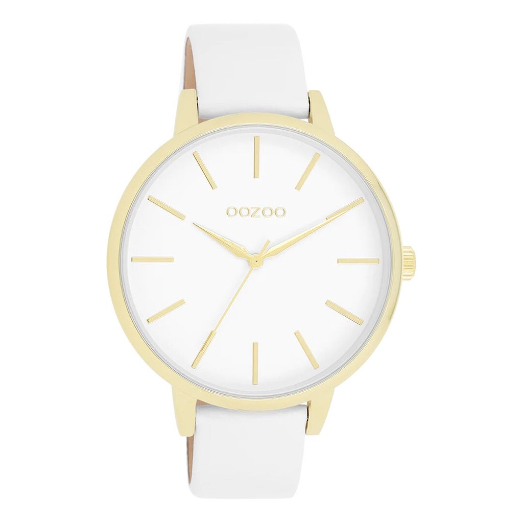 Oozoo Armbanduhr weiß Leder Timepieces Damen Analog-Quarzuhr UOC11359