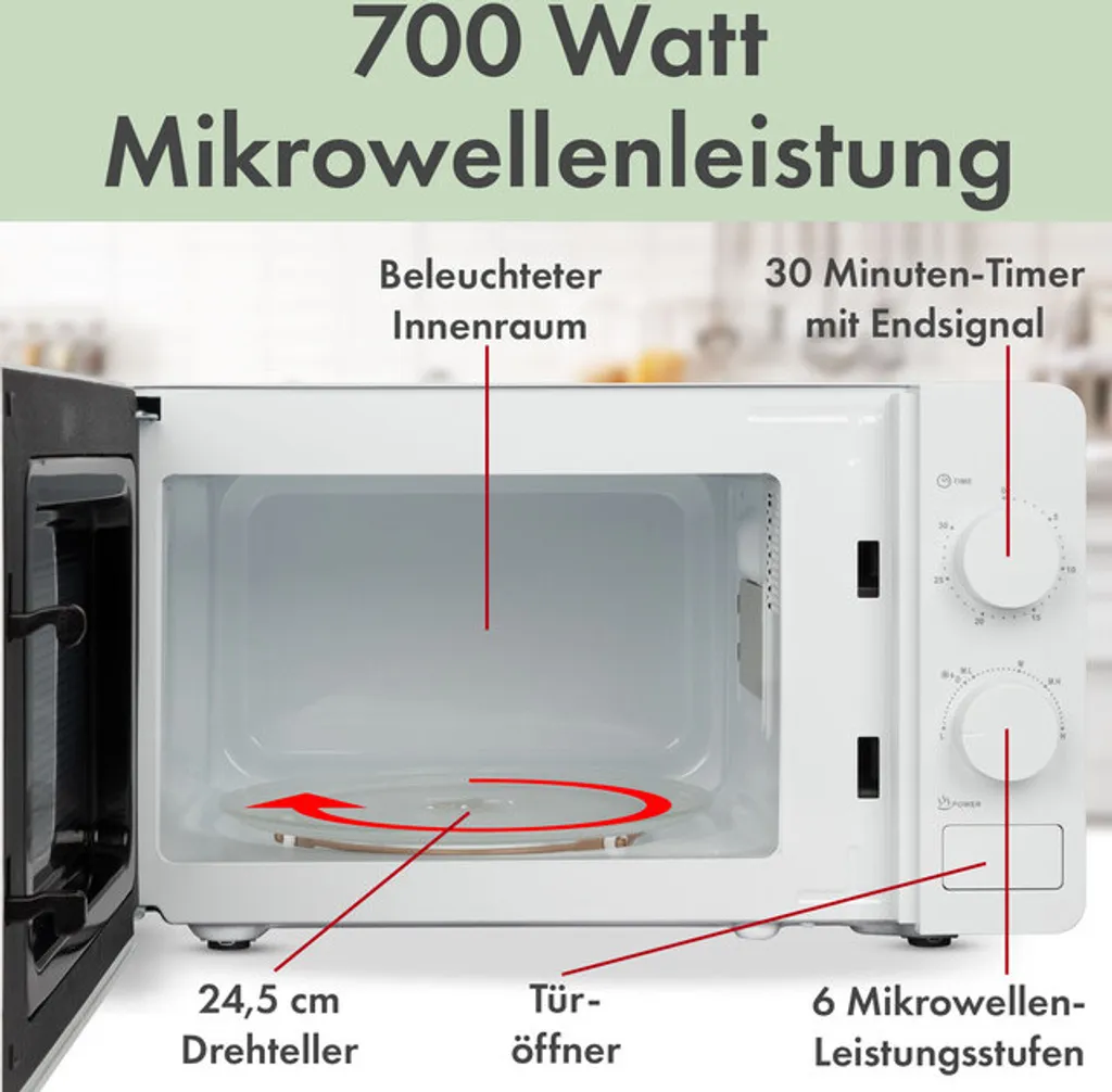 Micro-ondes Blanc Bomann MW 6014 CB 20L - Dégivrage et Cuisson Faciles - 18