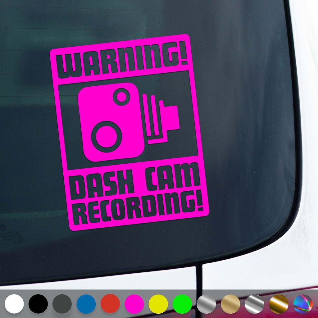 PantherPixel Dash Cam Aufkleber Warnung Kamera Videoufnahme Sticker Auto Geschenkidee Farbe Neon-Pink