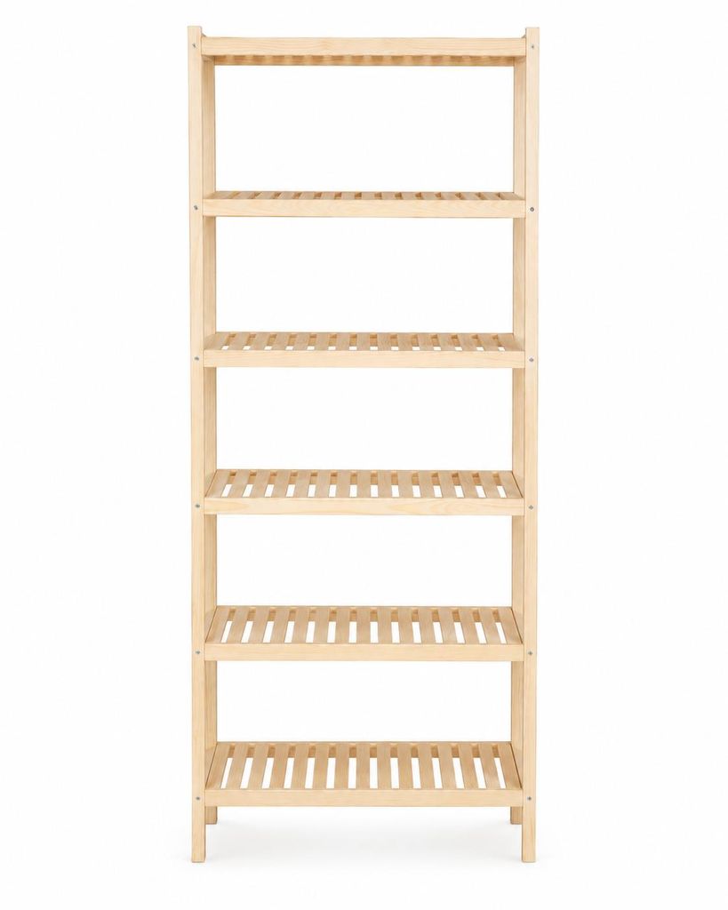Étagère en bois à 6 tablettes, 213 x 60 x 33 cm, en pin Image du produit 