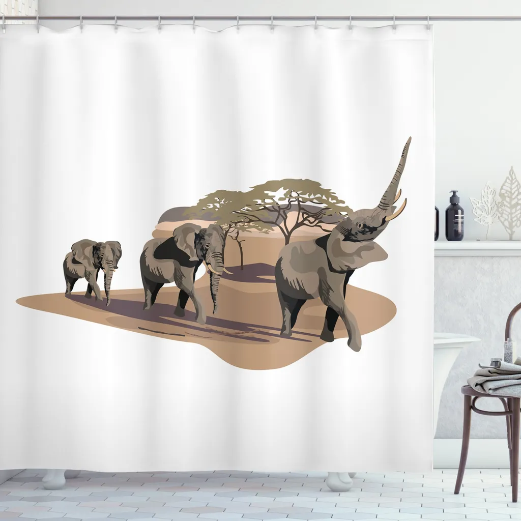 Tenda da Doccia Lavabile 175x200 ABAKUHAUS Antimuffa Bianco Marrone